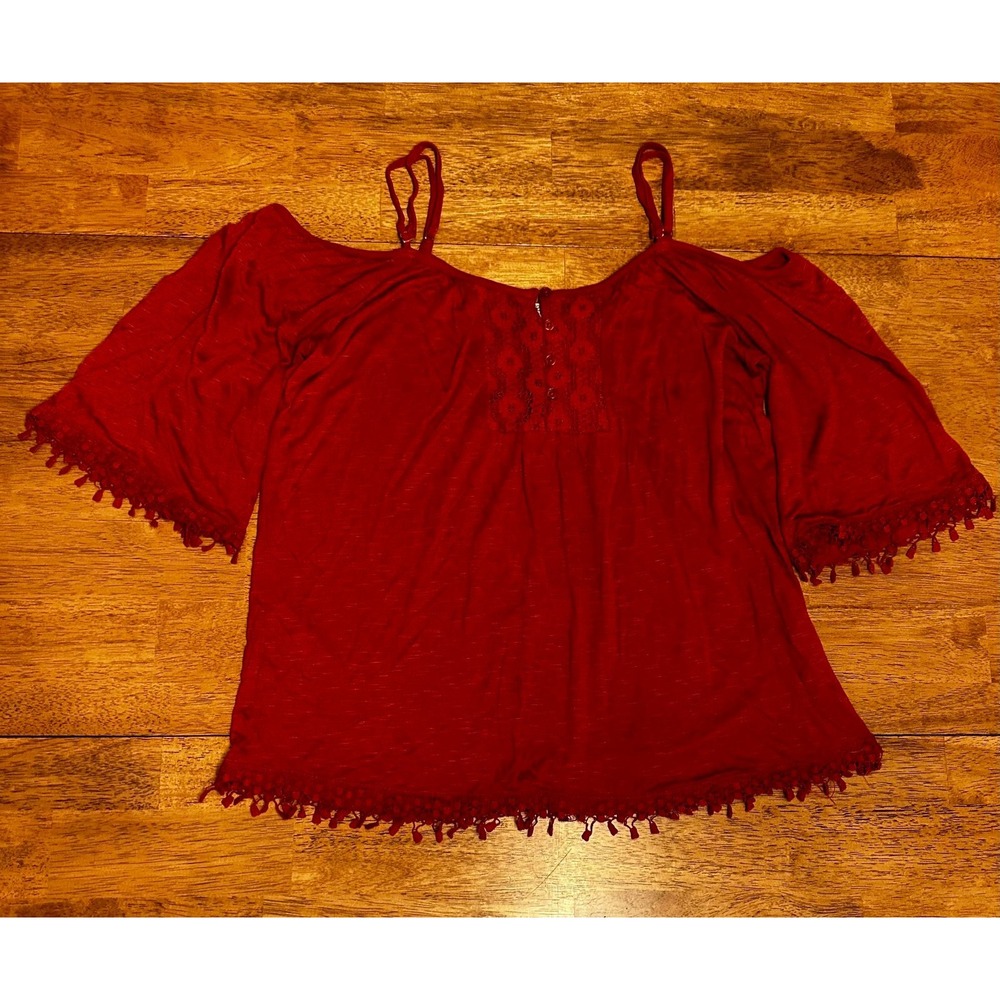 American Rag cold shoulder burgundy top small